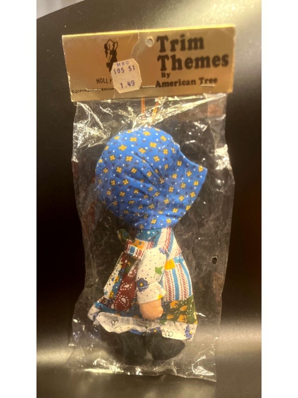 VTG Holly Hobbie Quilted Fabric Ornament NOS By American Tree & Wreath Made In T